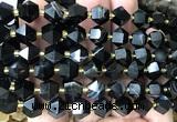 CME837 15 inches 8*10mm faceted bicone black banded agate beads