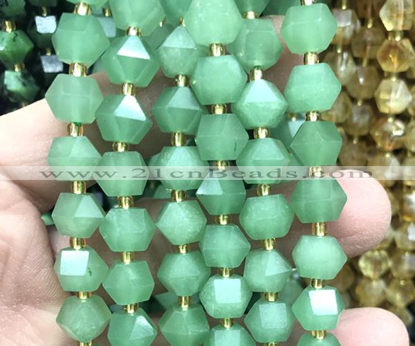 CME840 15 inches 8*10mm faceted bicone green aventurine jade beads