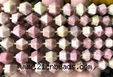 CME850 15 inches 8*10mm faceted bicone pink wooden jasper beads