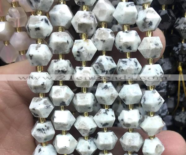 CME853 15 inches 8*10mm faceted bicone sesame jasper beads