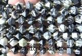 CME865 15 inches 8*10mm faceted bicone black net jasper beads