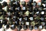 CME873 15 inches 8*10mm faceted bicone golden obsidian beads