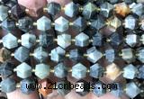 CME877 15 inches 8*10mm faceted bicone eagle eye jasper beads