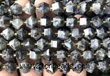 CME878 15 inches 8*10mm faceted bicone black labradorite beads