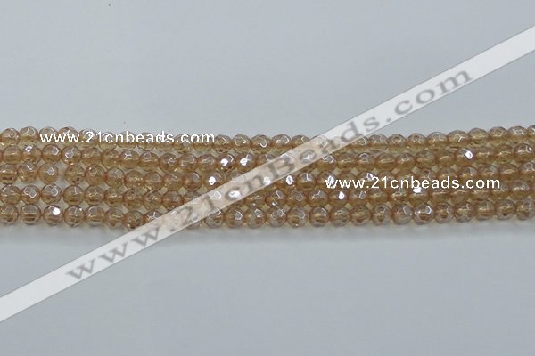 CNC517 15.5 inches 6mm faceted round dyed natural white crystal beads