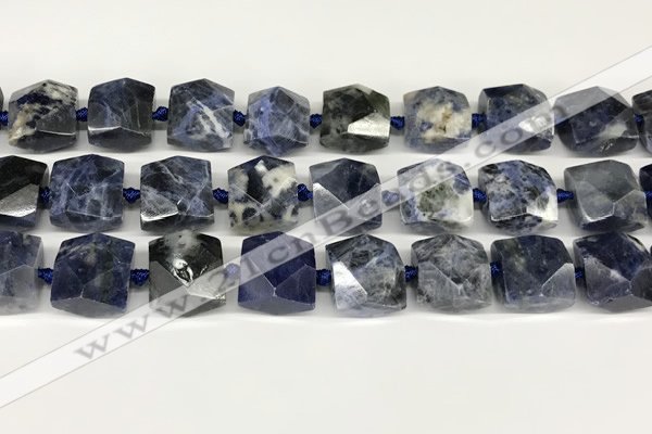 CNG8792 16*17mm - 18*19mm faceted nuggets sodalite  beads