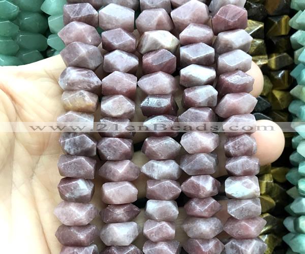 CNG9202 7*11mm - 8*12mm faceted nuggets Madagascar rose quartz beads