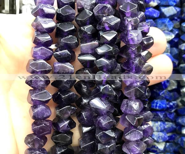 CNG9205 15 inches 7*11mm - 8*12mm faceted nuggets amethyst beads