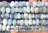 CNG9250 15 inches 6*10mm - 7*12mm faceted nuggets aquamarine beads