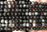 COB833 15 inches 6mm round silver obsidian beads wholesale