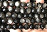 COB843 15 inches 10mm round silver obsidian gemstone beads