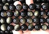 COB855 15 inches 14mm round golden obsidian gemstone beads