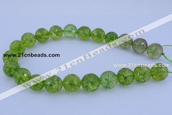 COQ17 16 inches 16mm faceted round dyed olive quartz beads wholesale