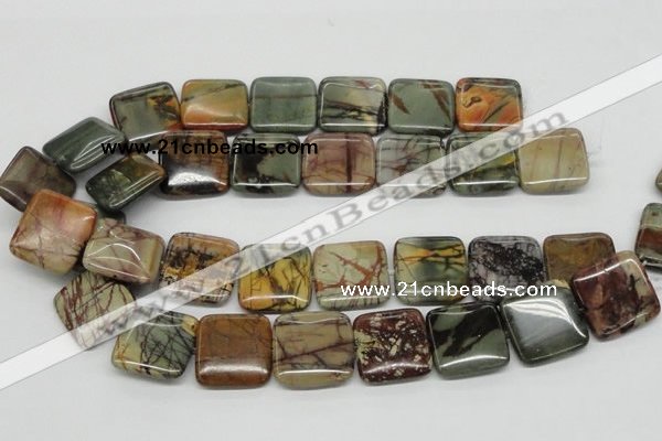 CPJ07 15.5 inches 25*25mm square picasso jasper beads wholesale