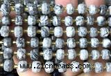 CRB6019 15 inches 6*8mm faceted rondelle grey picture jasper beads