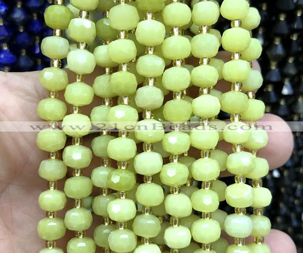 CRB6049 15 inches 6*8mm faceted rondelle lemon jade beads