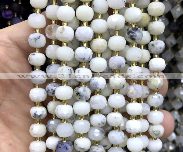 CRB6083 15 inches 6*8mm faceted rondelle white opal beads