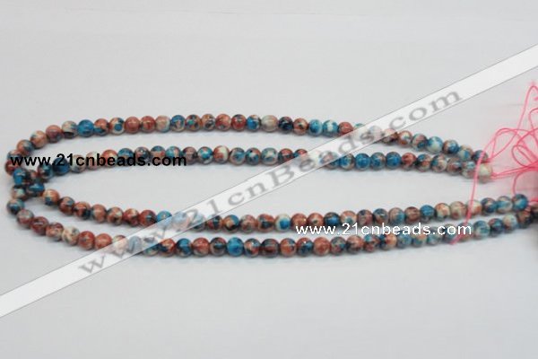 CRF35 15.5 inches 6mm round dyed rain flower stone beads wholesale