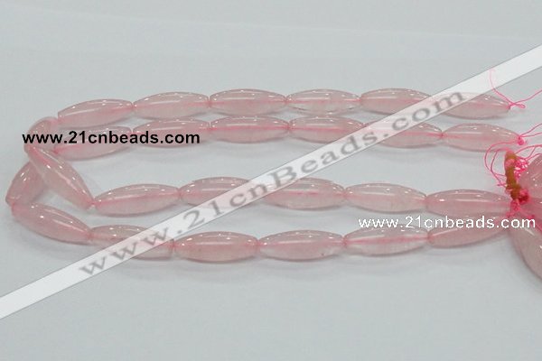 CRQ57 15.5 inches 10*30mm rice natural rose quartz beads wholesale