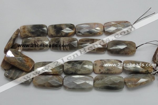 CSS116 15.5 inches 20*40mm faceted rectangle natural sunstone beads