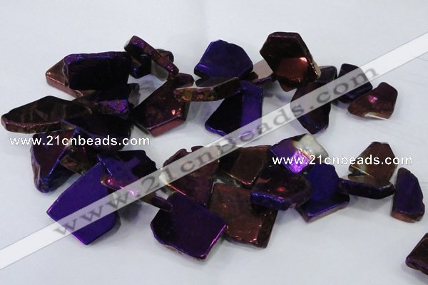 CTD1170 Top drilled 15*25mm - 30*40mm freeform plated agate beads