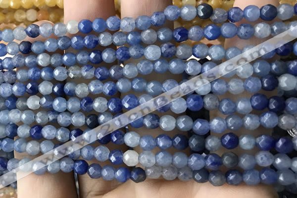 CTG2522 15.5 inches 4mm faceted round blue aventurine beads