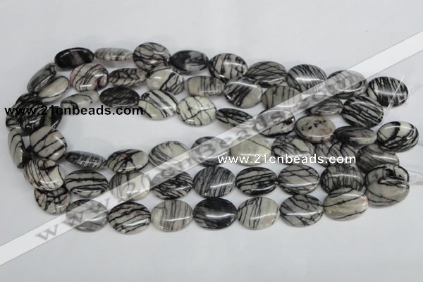 CTJ43 15.5 inches 15*20mm oval black water jasper beads wholesale