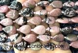 CTR526 15 inches 13*18mm flat teardrop rhodonite gemstone beads