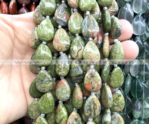 CTR530 15 inches 13*18mm flat teardrop unakite gemstone beads