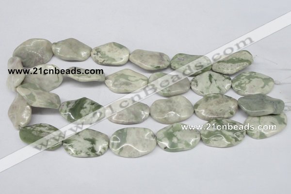 CTW307 15.5 inches 20*30mm wavy oval peace stone beads