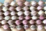 CTW571 15 inches 8mm faceted & twisted S-shaped pink wooden jasper beads