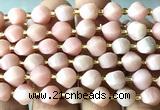 CTW604 8mm faceted & twisted S-shaped Chinese pink opal beads