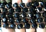 CTW685 15 inches 10mm faceted & twisted S-shaped black onyx beads