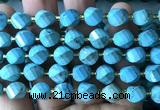 CTW700 15 inches 10mm faceted & twisted S-shaped green turquoise beads