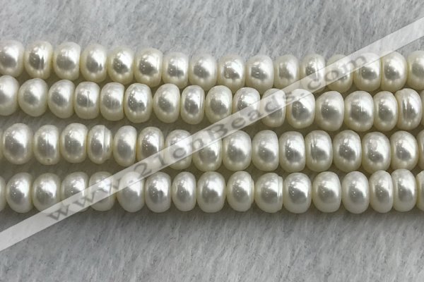 FWP324 15 inches 8mm - 9mm button white freshwater pearl strands