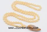 GMN4016 Hand-knotted 8mm, 10mm honey jade 108 beads mala necklace with pendant