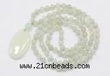 GMN5161 Hand-knotted 8mm, 10mm New jade 108 beads mala necklace with pendant