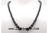 GMN7335 black obsidian graduated beaded necklace & bracelet set