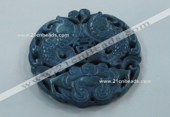 NGP1644 66*67mm Carved dyed natural hetian jade pendants wholesale