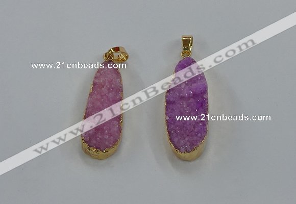 NGP8503 15*33mm - 17*40mm flat teardrop druzy agate pendants