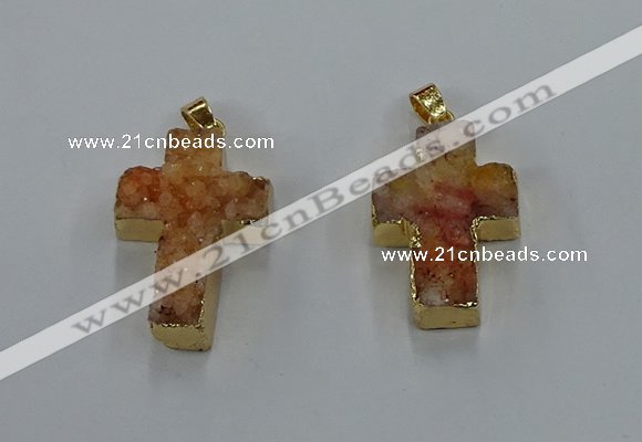 NGP8533 22*30mm - 25*35mm cross druzy agate pendants wholesale