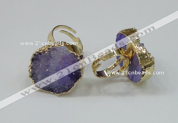 NGR160 22*30mm - 25*30mm freeform druzy agate rings wholesale