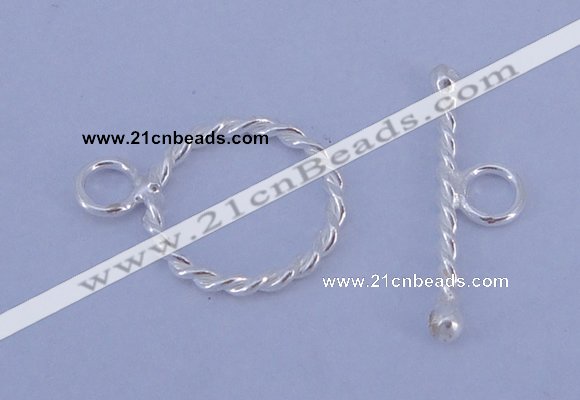 SSC20 5pcs 12mm donut 925 sterling silver toggle clasps