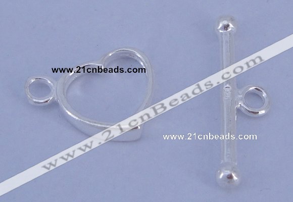 SSC30 5pcs 10*13.5mm heart 925 sterling silver toggle clasps